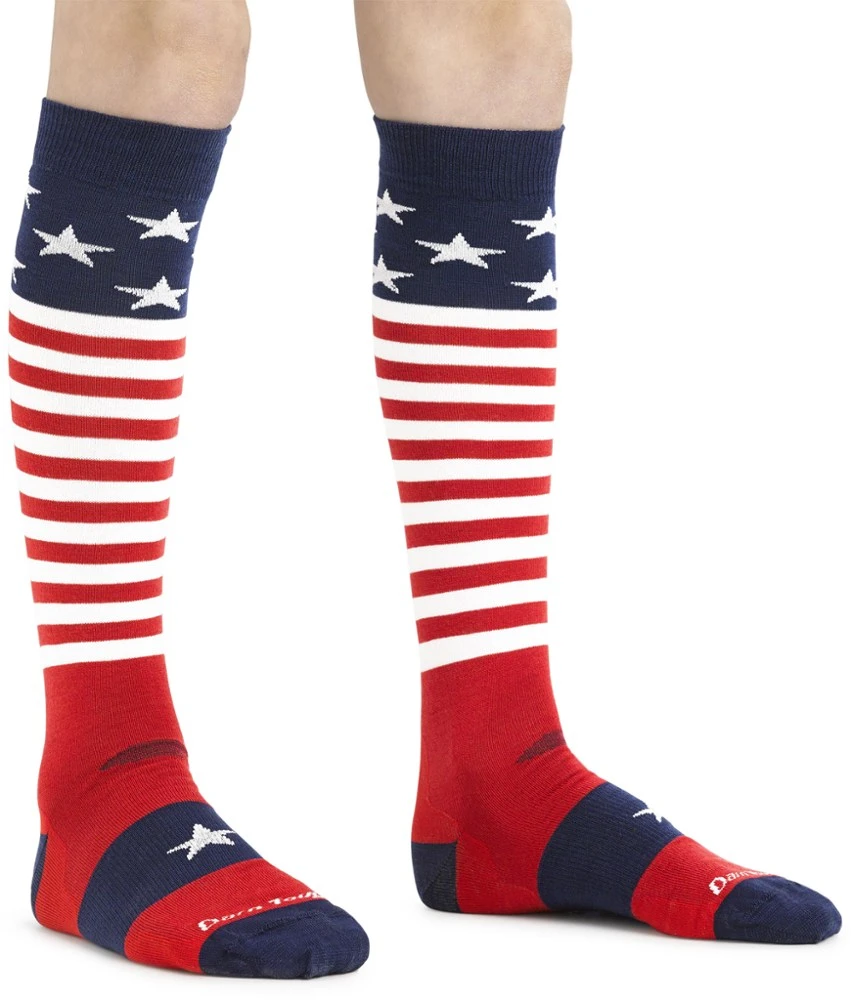 Darn Tough Captain Stripes Over-the-Calf Lightweight Ski and Snowboard Socks - Kids' 2 Darn Tough Captain Stripes Over-the-Calf Lightweight Ski and Snowboard Socks - Kids' - Image 2